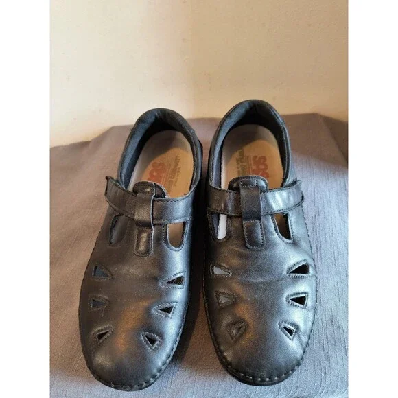 SAS Tripad Comfort Roamer Black Leather Walking Shoe T-strap Mary Jane 10 - Picture 2 of 9